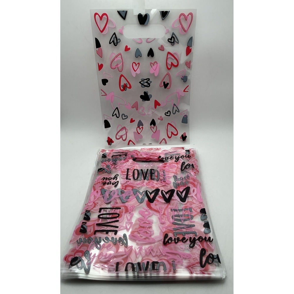 Valentines Cellophane Gift Bags-Lot of 60+ Assorted Patterns 6.75"x8"